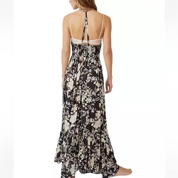 Free People Heat Wave boho floral Print Maxi Dress, spaghetti strap racer back,S - Picture 3 of 14